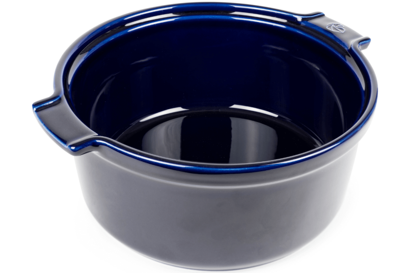 Blue ceramic Peugeot Appolia soufflé mould diameter 22cm