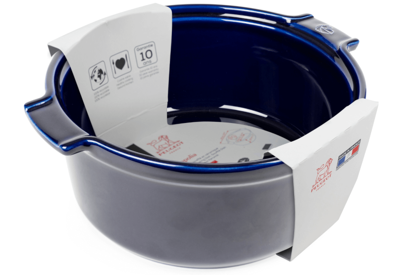 Forma para soufflé em cerâmica azul Peugeot Appolia com 22 cm de diâmetro