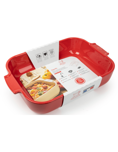 Rechteckige Ofenschale Peugeot Appolia aus roter Keramik 30x22x6,8cm