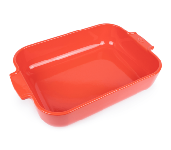 Peugeot Appolia punainen keraaminen suorakaiteen muotoinen leivinastia 30x22x6,8cm