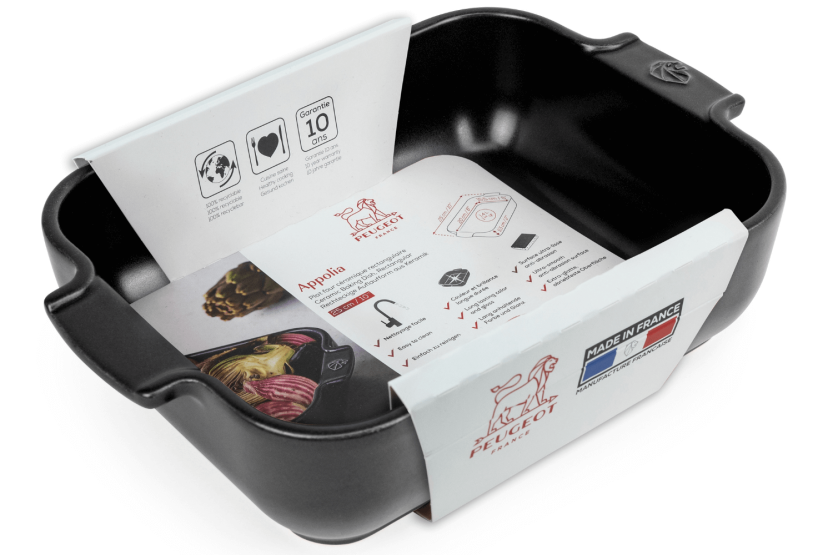 Bandeja rectangular de cerámica satinada negra Peugeot Appolia