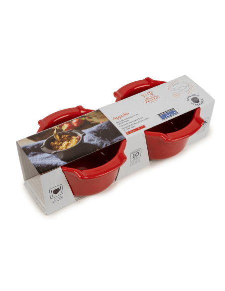 Duo Ramequins Peugeot Appolia aus roter Keramik Durchmesser 11cm