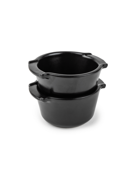 Duo Peugeot Appolia black satin ceramic ramekins diameter 11cm