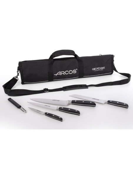 Arcos & Euro-Toques Manhattan Set di coltelli a 8 posti - 4 coltelli forgiati + 1 pelapatate
