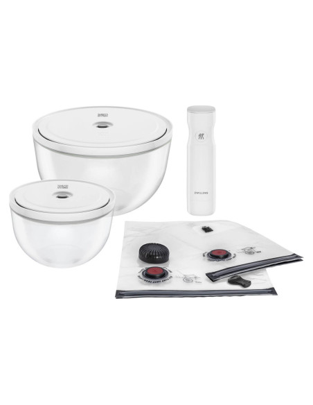 Conjunto inicial de 9 peças para bomba de vácuo Zwilling Fresh & Save + taças de vidro M/L + sacos S/M