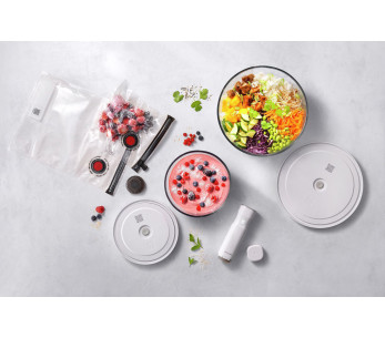 Zwilling Fresh & Save 9-osainen tyhjiöpumpun aloitussarja + M/L lasikulhot + S/M pussit 2