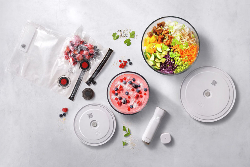 Zwilling Fresh & Save 9-delars startset med vakuumpump + M/L glasskålar + S/M påsar