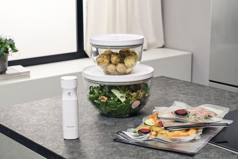 Zwilling Fresh & Save 9-delars startset med vakuumpump + M/L glasskålar + S/M påsar