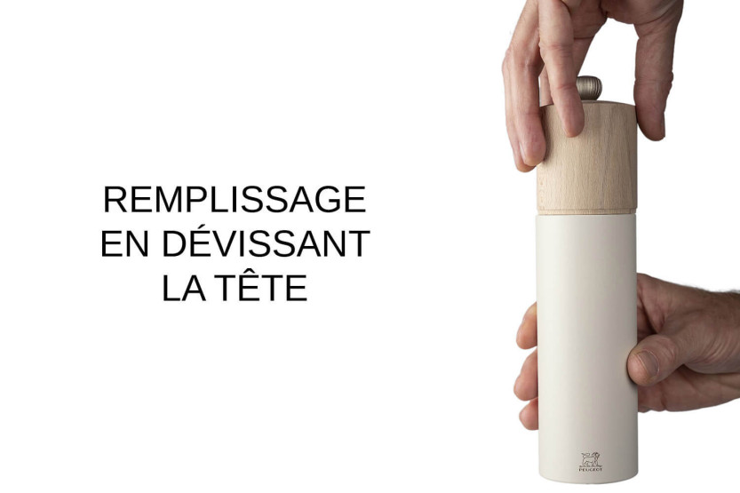 Peugeot Boréal manuel tør saltmølle i træ Plume White