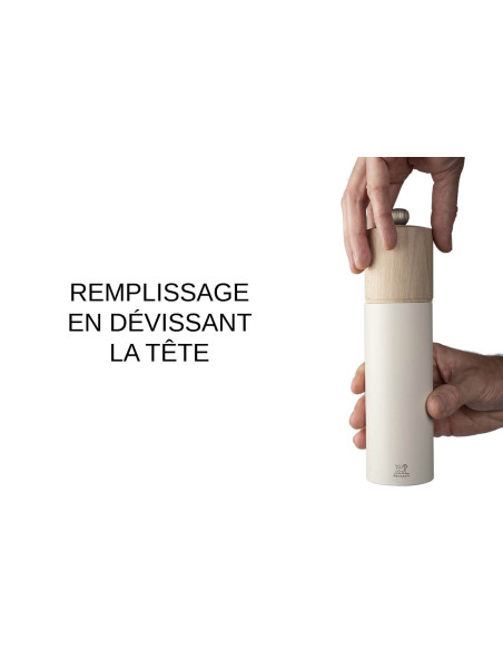 Peugeot Boréal manuel tør saltmølle i træ Plume White