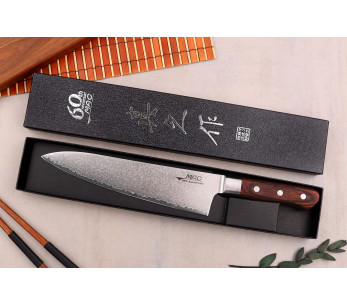 Coltello da chef giapponese MAC Damasco 45 strati da 20 cm, 60° anniversario - Edizione limitata 2