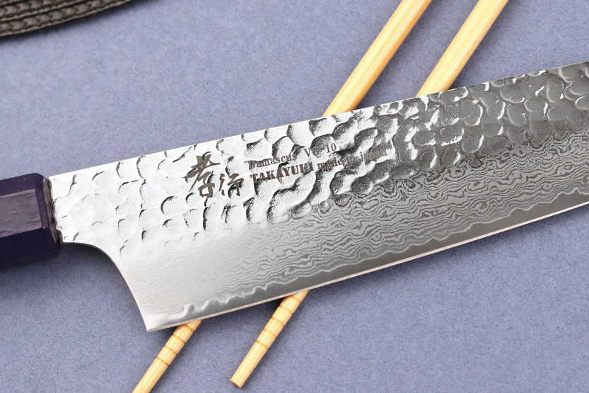 Sakai Takayuki Kashi Urushi VG10 damaskus blå skaft 19 cm japansk kiritsuke-kniv