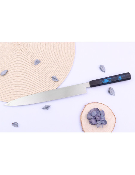 Sakai Takayuki Nanairo 27cm Cuchillo japonés yanagiba Mango de resina lacado en azul