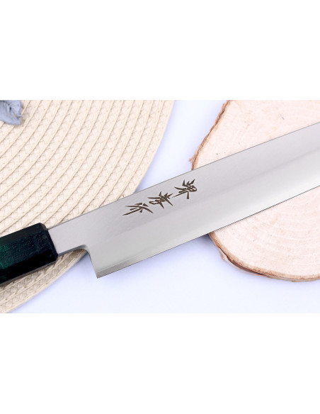 Sakai Takayuki Nanairo 27cm japansk yanagibakniv Grönt lackerat hartshandtag