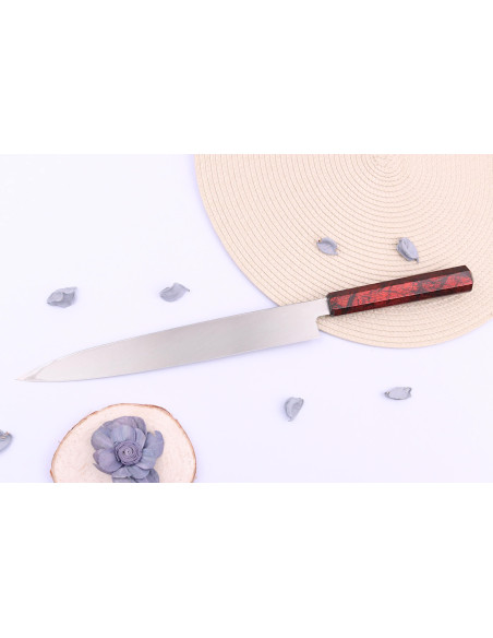 Sakai Takayuki Nanairo 27cm Japans yanagiba mes met rood gelakt kunsthars handvat