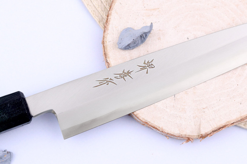 Sakai Takayuki Nanairo Faca japonesa yanagiba de 21 cm Cabo de resina lacado a verde