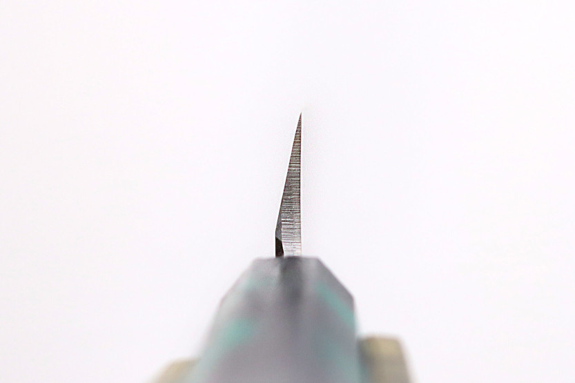 Japanisches Yanagiba-Messer 21cm Sakai Takayuki Nanairo Griff aus grün lackiertem Harz
