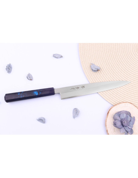 Sakai Takayuki Nanairo 21 cm japansk yanagibakniv Blått lakkert harpiksskaft