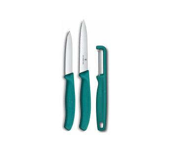 Conjunto de 2 canivetes Victorinox SwissClassic + 1 descascador verde