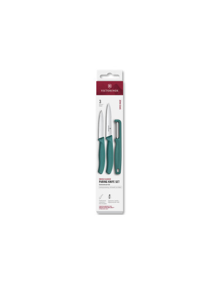 Juego de 2 cuchillos Victorinox SwissClassic + 1 pelador verde