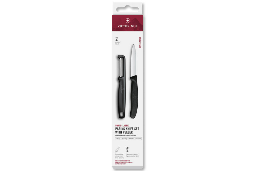 Set 1 coltello Victorinox SwissClassic + 1 pelapatate nero