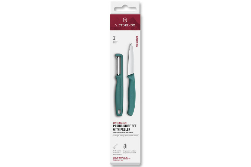 Sett 1 Victorinox SwissClassic-kniv + 1 skreller grønn