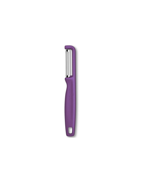Victorinox Iota-skræller med savtakket blad og lilla håndtag