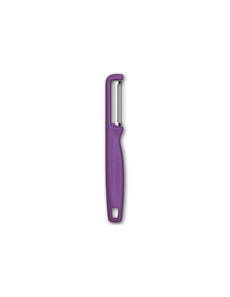 Victorinox Iota Sparschäler mit gezahnter Klinge und violettem Griff