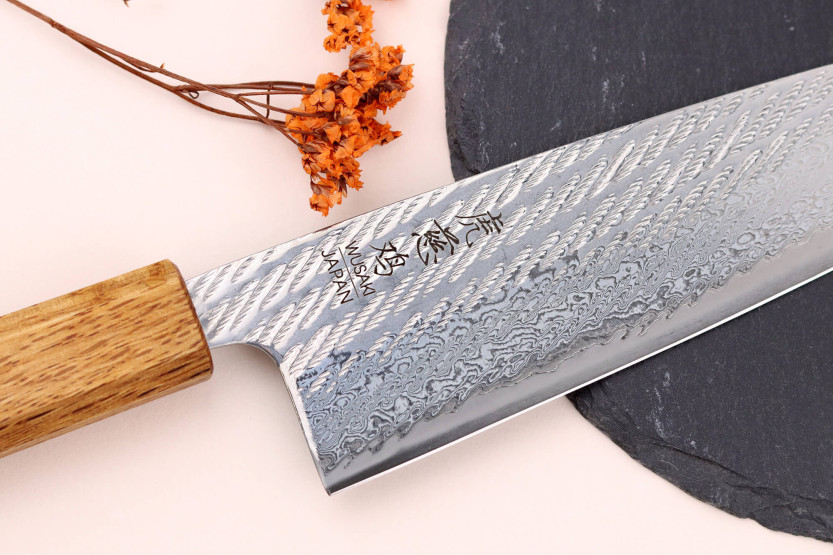 16,5cm Wusaki Nawame AUS10 damas santoku-kniv, japansk, handgjord