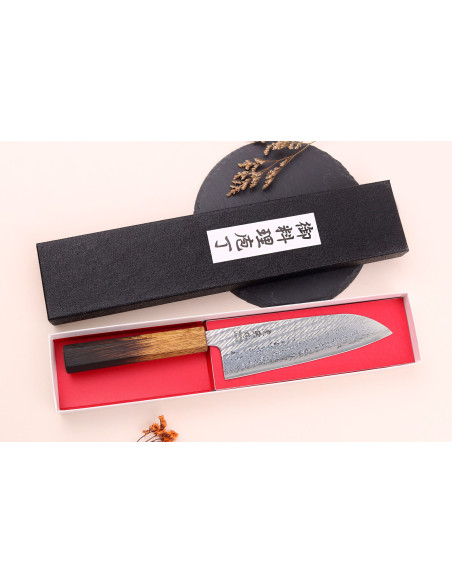 16,5cm Faca Wusaki Nawame AUS10 damas santoku, japonesa, feita à mão