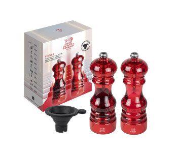 Presentförpackning 2 Peugeot Podiumkvarnar i röd akryl 18cm