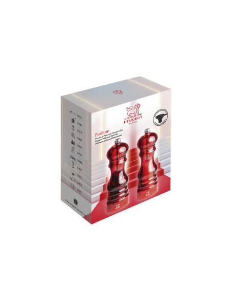 Caixa de oferta 2 moinhos Peugeot Podium em acrílico vermelho 18cm