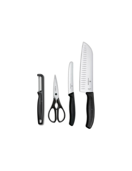 Victorinox SwissClassic svart 4-delat set 2 knivar + 1 skalare + 1 sax