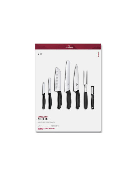 Victorinox SwissClassic 7-piece set 5 knives + 1 meat fork + 1 peeler