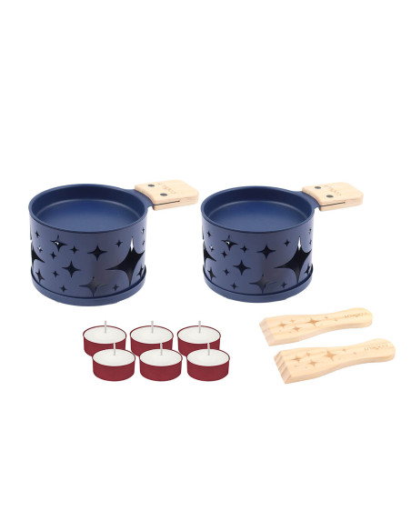 Cookut Lumi candle raclette set for 2 blue leaves - Don't promise the moon