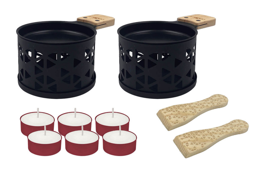 Cookut Lumi gourmetstel voor 2 kaarsen zwart origamipatroon - Le gras c'est la vie
