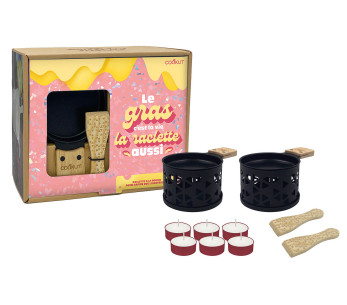 Cookut Lumi set raclette vela para 2 origami negro - Le gras c'est la vie