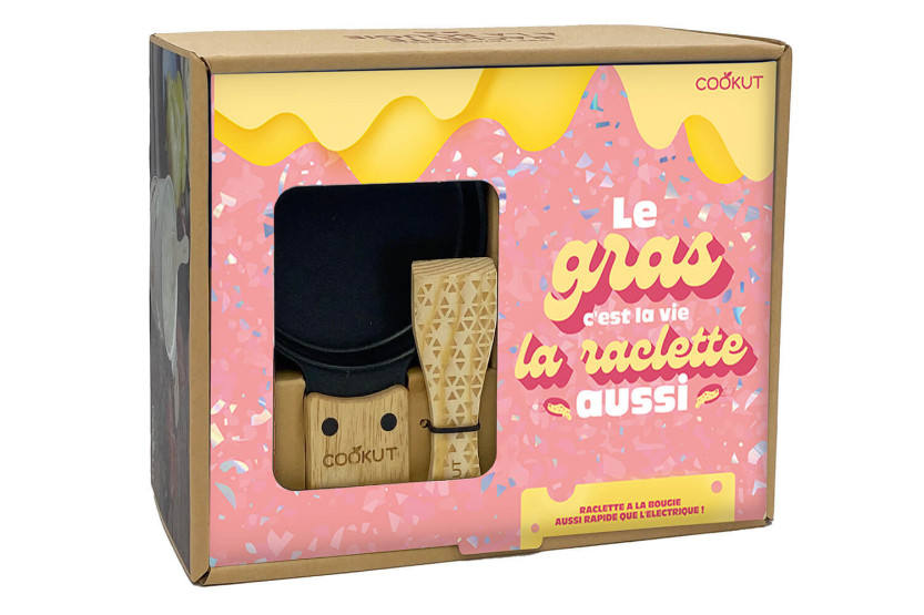 Conjunto de raclette com vela Cookut Lumi para 2 pessoas padrão origami preto - Le gras c'est la vie