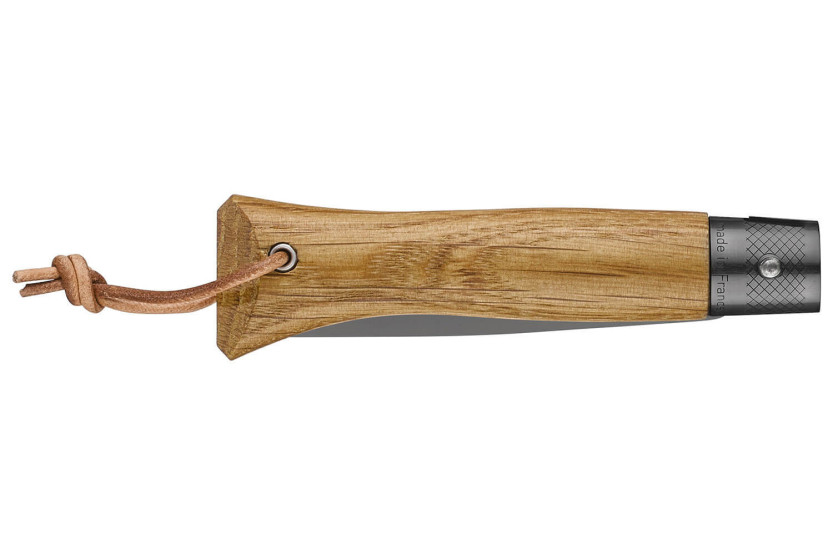 Opinel Neo6-kniv 7 cm Opiflex®-blad sort belægning egetræshåndtag