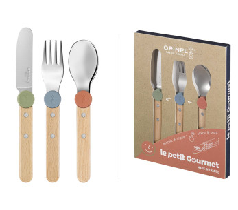 Opinel Le Petit Gourmet -lastenruokailuvälinesarja, eri värit