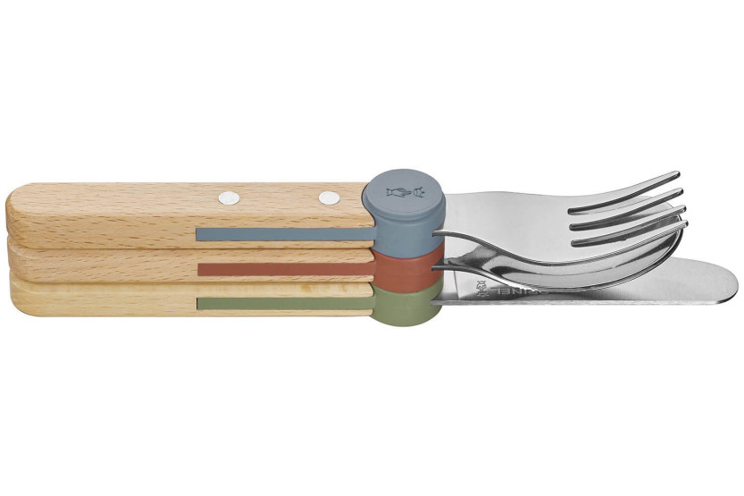 Conjunto de talheres para crianças Opinel Le Petit Gourmet em cores misturadas