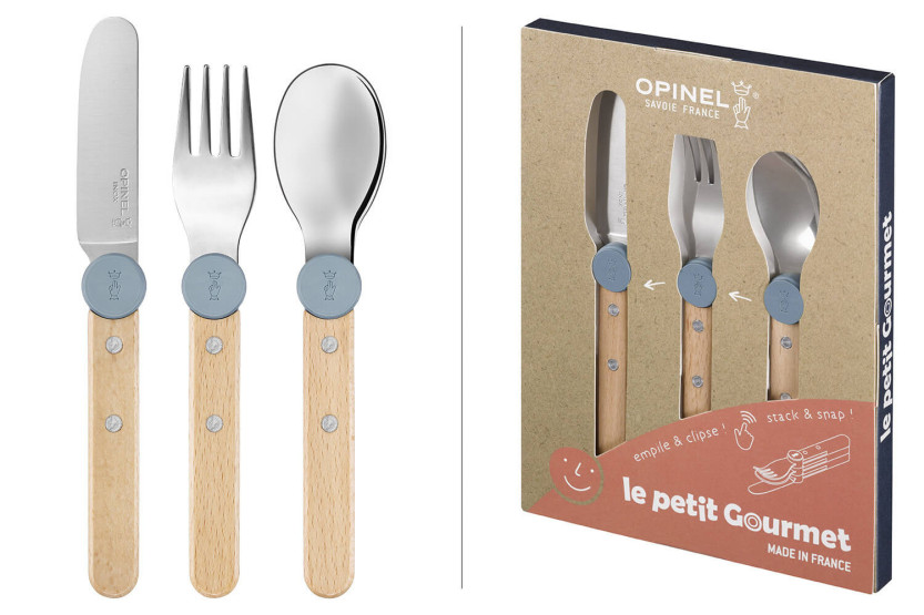 Opinel Le Petit Gourmet kinderbestekset in regenblauw