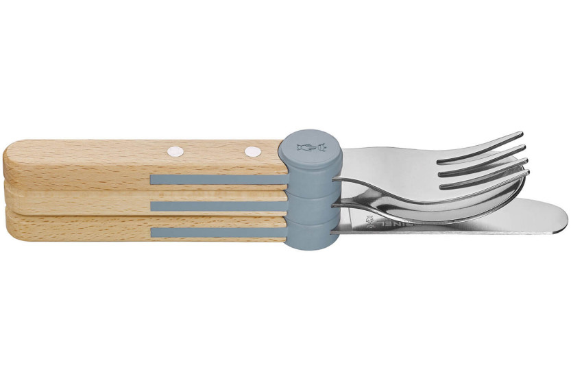 Opinel Le Petit Gourmet kinderbestekset in regenblauw