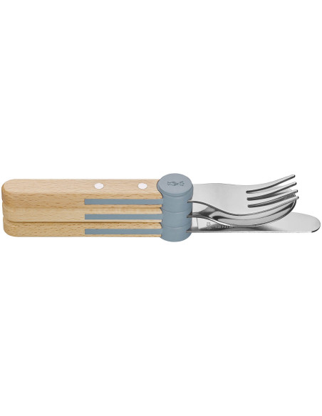 Opinel Le Petit Gourmet -lasten ruokailuvälinesarja sateen sinisenä