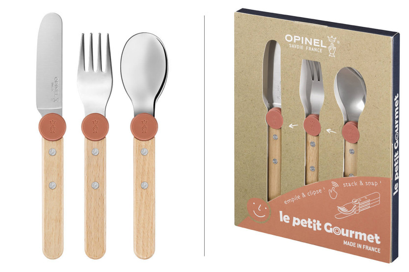 Conjunto de talheres para crianças Opinel Le Petit Gourmet, cor coral