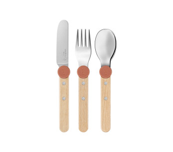 Opinel Le Petit Gourmet -lasten ruokailuvälinesarja, korallivärinen 2