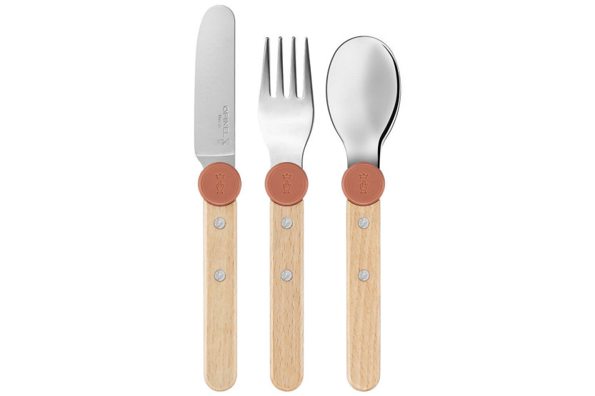 Cubertería infantil Opinel Le Petit Gourmet, color coral