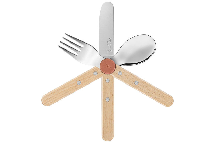 Conjunto de talheres para crianças Opinel Le Petit Gourmet, cor coral