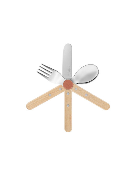 Set di posate per bambini Opinel Le Petit Gourmet, colore corallo