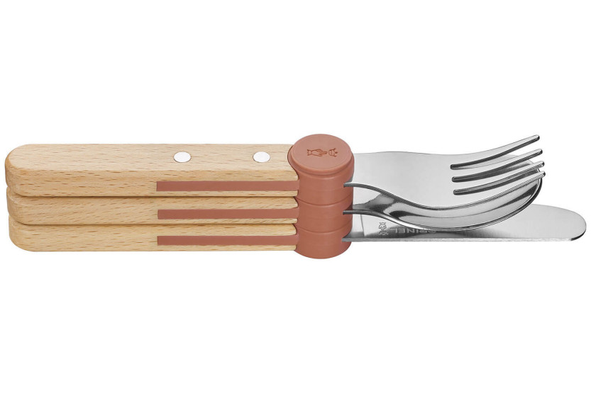 Juego de cubiertos infantiles Opinel Le Petit Gourmet, color coral